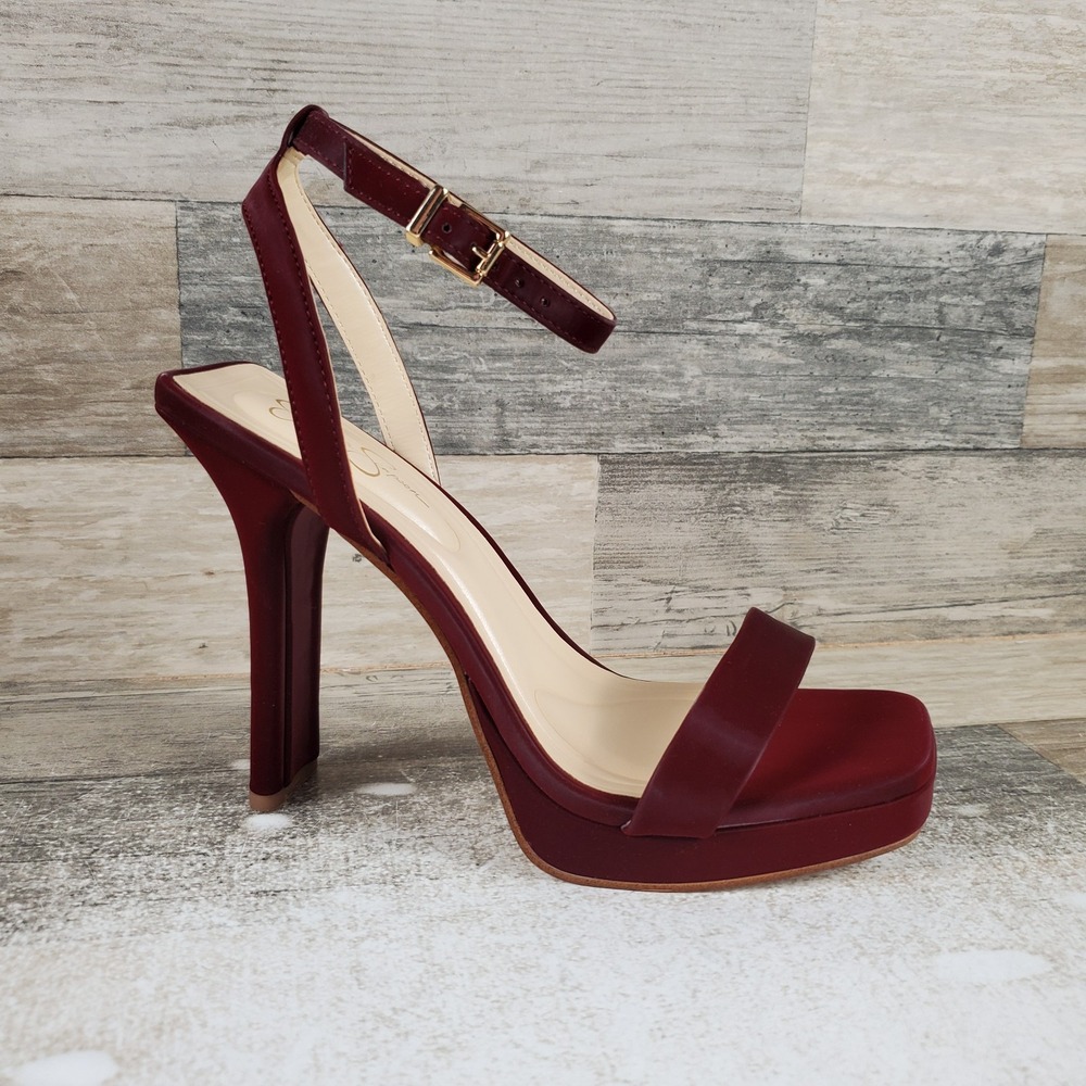 Jessica Simpson Adonia Womens Ankle Strap Platform Sandals Sz 7 M Burgundy